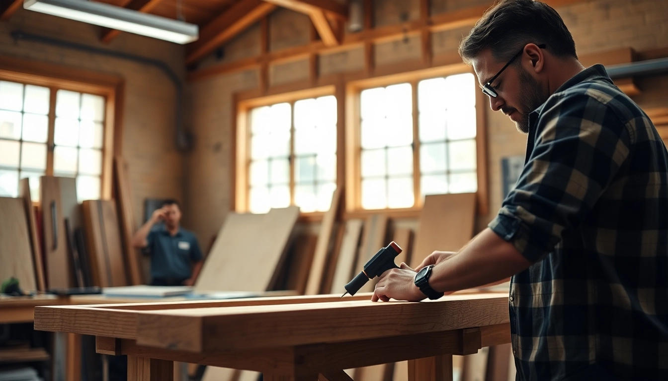 Skilled carpenter shaping wood with precision tools during a carpentry project, showcasing craftsmanship and attention to detail.