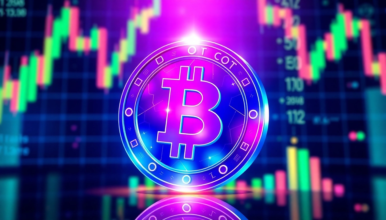 Memecoin cryptocurrency with vibrant charts illustrating its rising value and popularity in
