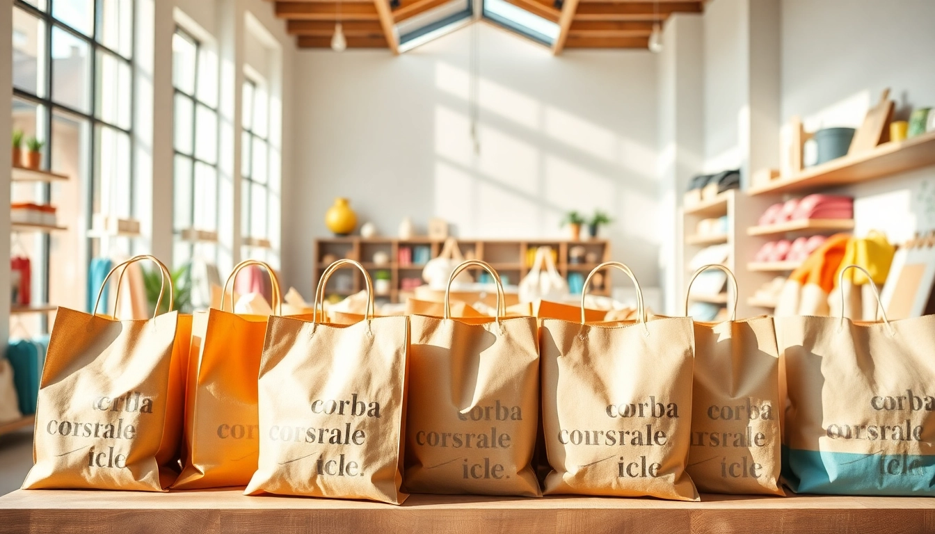 Elegant torba papierowa bags being handled by staff, emphasizing eco-friendly packaging for