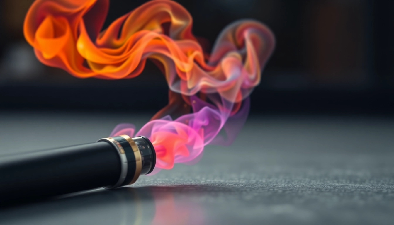 E-Zigarette device emitting colorful vapor in a modern setting for user engagement